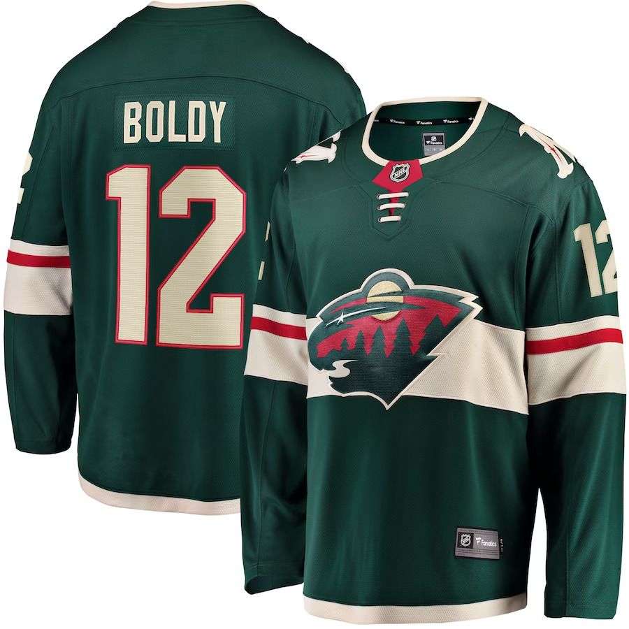 Men Minnesota Wild #12 Matthew Boldy Fanatics Branded Green Home Breakaway Player NHL Jersey